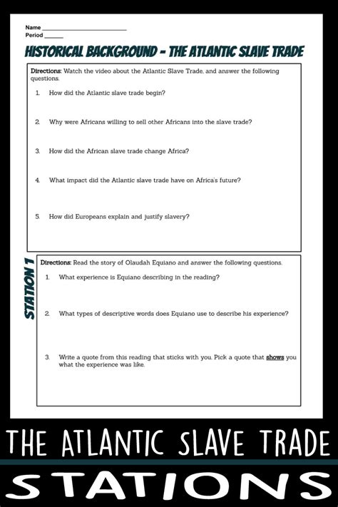 The Atlantic Slave Trade Worksheet Answers