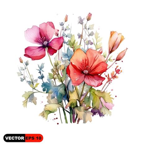 Flores Em Aquarela Moldura De Flores Vetor Premium