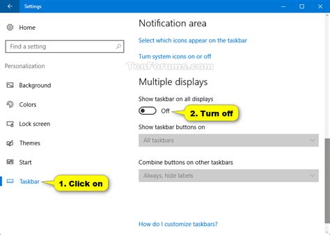 Hide or Show Taskbar on Multiple Displays in Windows 10 | Tutorials