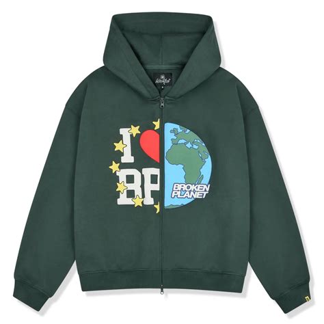 Broken Planet My Planet Emerald Green Zip Up Hoodie And Bp Pbs24 Zuh Egreen