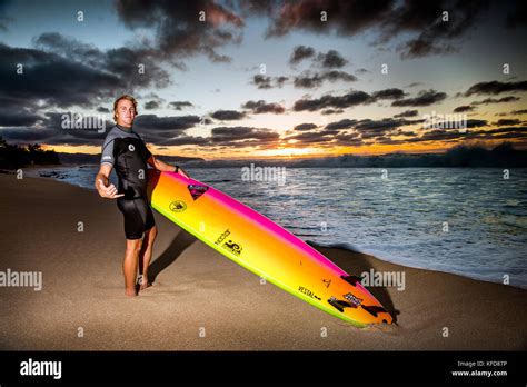 HAWAII Oahu North Shore Big Wave Surfer Jamie O Brien Surfing At