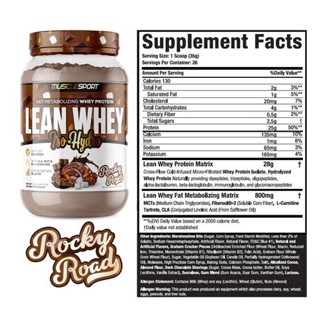 ROCKY ROAD MuscleSports Lean Whey Iso Hydro Gourmet Protein 2lb