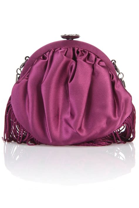 Betsey Johnson Satin Fringe Evening Bag In Purple Beyond The Rack
