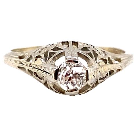 Belais Bros Bague De Fian Ailles Solitaire Vintage En Or Carats Avec