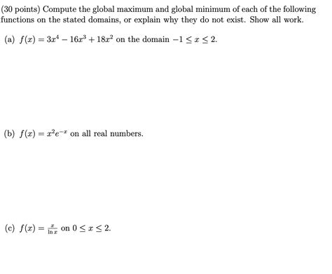 Solved 30 Points Compute The Global Maximum And Global