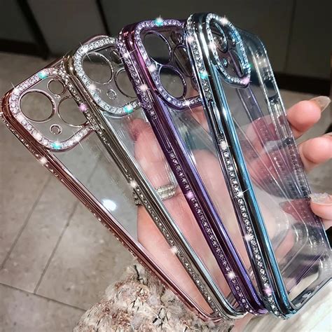 Funda De Tel Fono De Silicona Suave Transparente Con Purpurina De