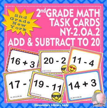 New York Math NY 2 OA 2 2nd Grade Task Cards Add And Subtract Within 20