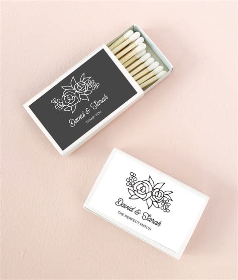 Personalized Floral Silhouette Matchboxes Set Of 50 Famous Favors