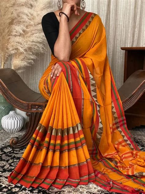 DEVIKA TEXTILES Rangoli Border Narayanpet Pure Handloom Cotton Sarees