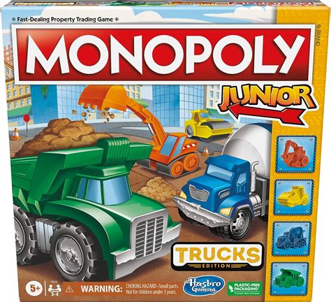 Hasbro Gaming Monopoly Junior Trucks Edition Board Game For Kids Ages 5