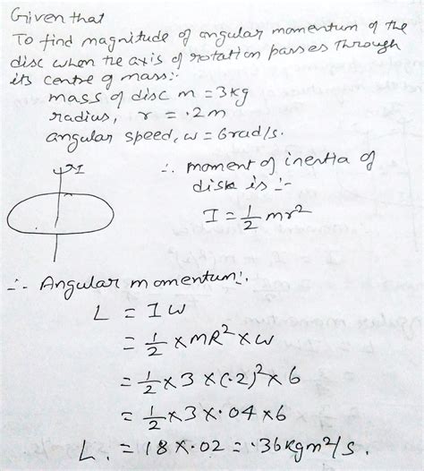 A Uniform Solid Disk Of Mass M 3 00 Kg And Radius R 0 200 M Rotates