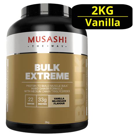 Musashi Bulk Extreme 2kg Protein Powder Vanilla Milkshake Discount