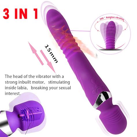 Heating Telescopic Thrusting Dildo Vibrators G Spot Anal Plug Sex Toy