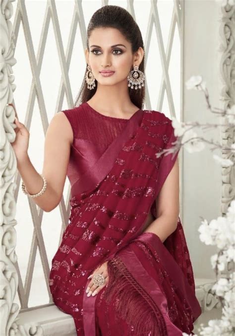 Red Fancy Saree With Fringe Detail Sarees Designer Collection