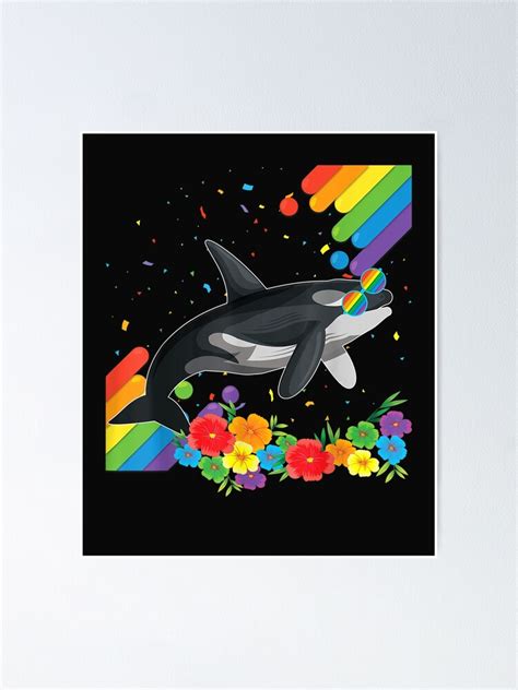 Póster Orgulloso LGBT Lovely Gay Whale Pride Flag Rainbow LGBTQIA Mes del Orgullo