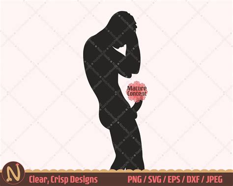 Naked Man Standing Side View Silhouette Clipart Man With Curved Penis