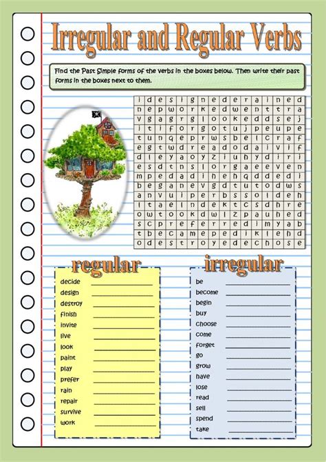 Regular And Irregular Verbs Worksheet