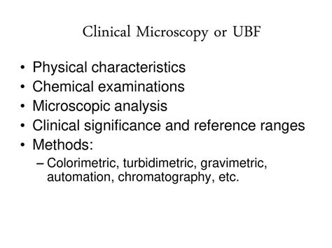 Urine Analysis Other Body Fluids Ubf Or Clinical Microscopy Mlt Ppt