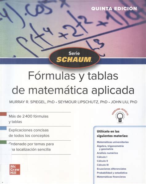 F Rmulas Y Tablas Matem Tica Aplicada Ed Spiegel Murray R