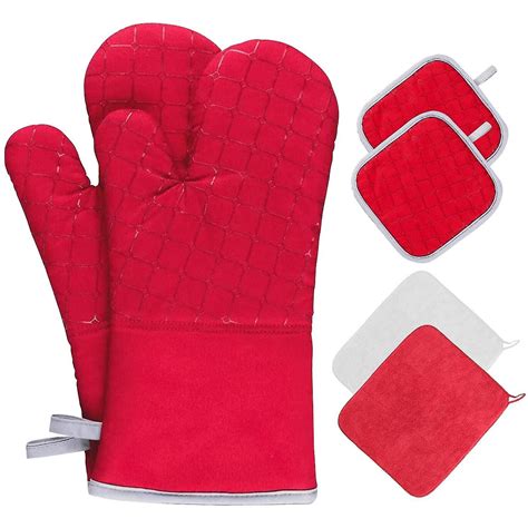 Juego de 6 guantes para horno, guantes para horno y agarraderas