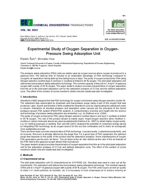 Oxygen Separation in PSA | PDF | Adsorption | Chemistry