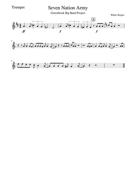 Seven Nation Army Trumpet Sheet Music For Trumpet In B Flat Solo