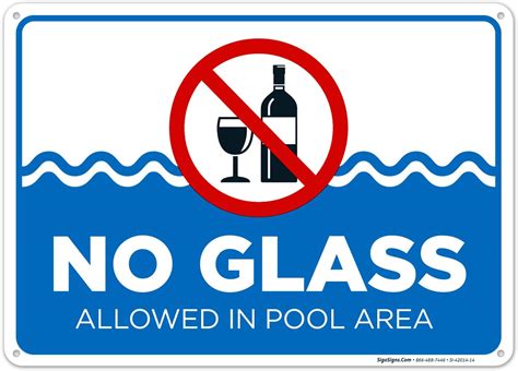 No Glass Allowed In Pool Area Sign 10x14 Inches Rust Free 040 Aluminum Fade