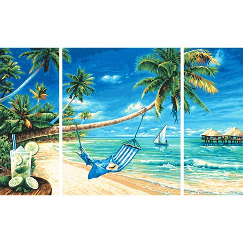 Kit Pictura Cu Numere Triptic South Sea Dreams X Cm Schipper