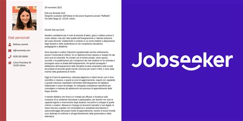 Esempio Di Lettera Di Presentazione Per Insegnante Jobseeker