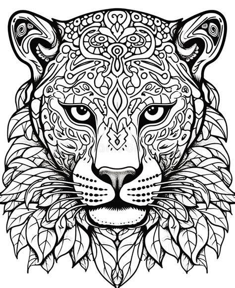 Mandala Ilustra O Em Preto E Branco Para Colorir Animais Jaguar