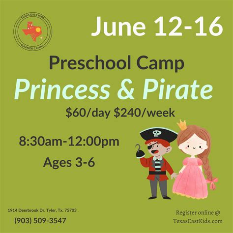 Princess And Pirate Camp Ages 3 6 Texas East Kids