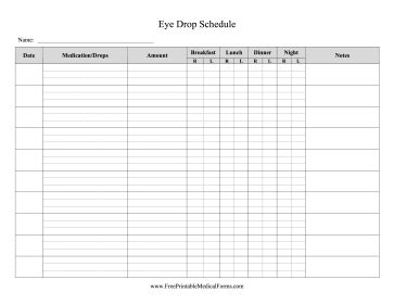 Printable Eye Drop Schedule