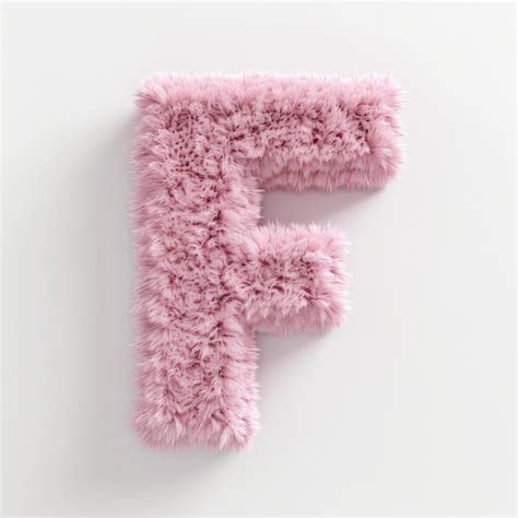 A Fluffy Pink Letter F Against A White Background The Letter Is Made Of