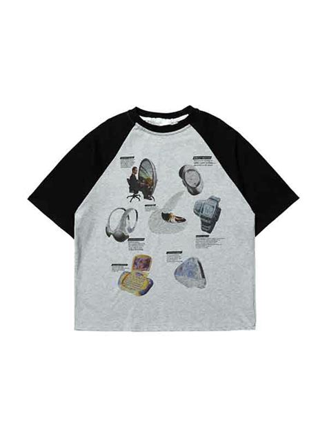 Emmiol Free Shipping 2024 Vintage Print Raglan Oversized Short Sleeve