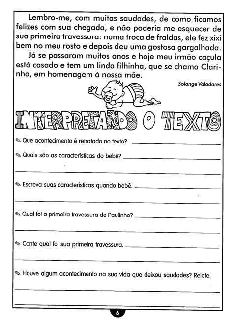 Texto E Interpretação De Texto 6 Ano Image to u