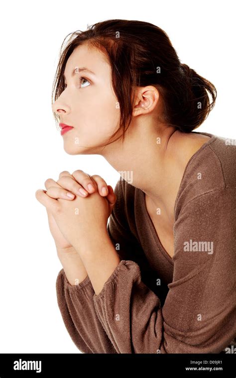 Young Woman Praying And Looking Up Stock Photo Alamy