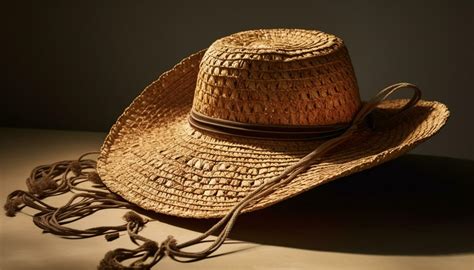 Old fashioned woven straw cowboy hat on wood generated by AI 24654214 ...