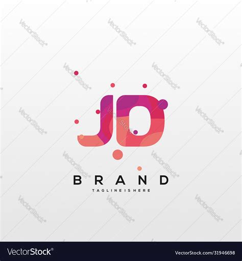 Jd Initial Logo With Colorful Template Royalty Free Vector