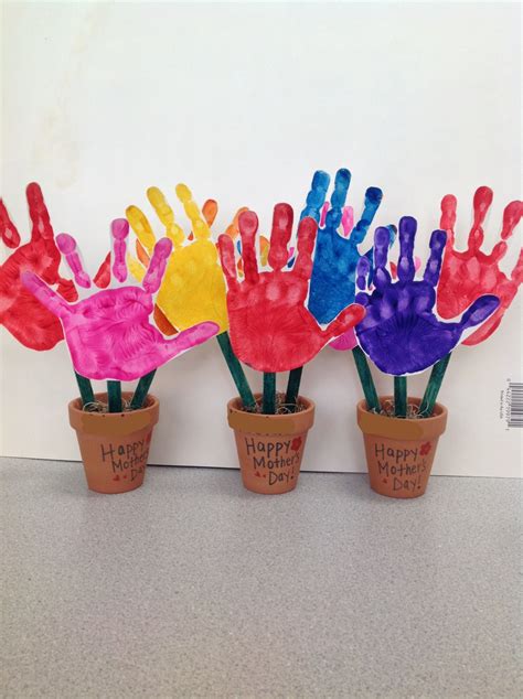 Hand Print Flower Pots A Timeless Gift For Mommy Mothers Day Crafts