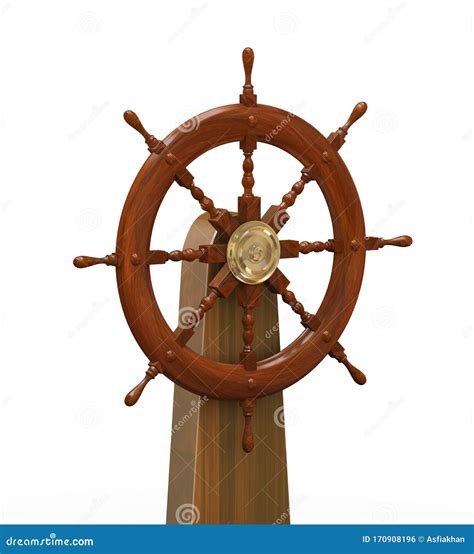 D Wooden Rudder Ship Steering Wheel Stock Illustration Illustration