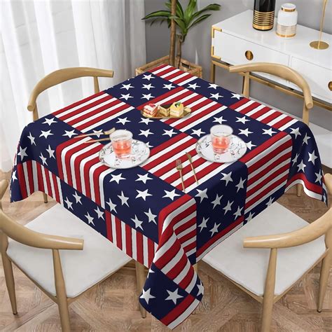 Dchyo Th Of July Table Cloth American Flag Round Tablecloth Inch