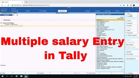 Tally Prime Main Multiple Salary Entry Kaise Kare Bhaut Sari Salary Ki