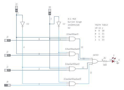 4 Input 1 Bit Multiplexer Multisim Live