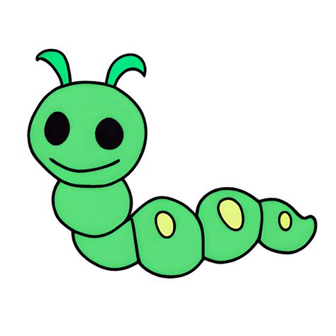 Cute Green Worm Cartoon · Creative Fabrica