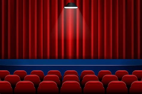 Teatro Escenario Vacío Con Focos De Cortinas Rojas Vector Gratis