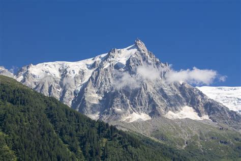 Aguille Du Midi Summit From Chamonix Stock Photo Image Of History