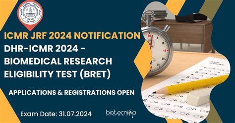 ICMR JRF 2024 Notification DHR ICMR 2024 BRET Apply