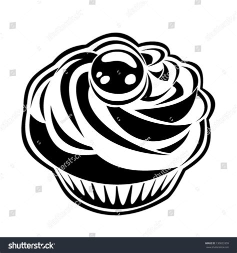 Black Silhouette Cupcake Vector Illustration Stock Vector Royalty Free