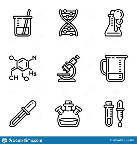 化学实验室象集合，概述样式 向量例证 插画 包括有 实验室 药房 核对清单 分子 教育 例证 131560567