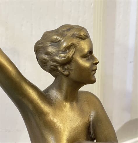 Antiques Atlas Art Deco Spelter Figural Lady On Marble Base